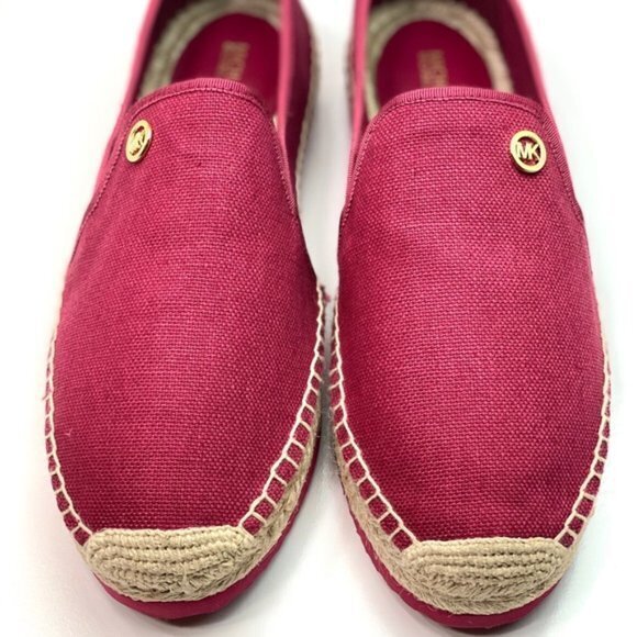 New MICHAEL KORS EMILIA ESPADRILLE CANVAS SHOES BERRY - Picture 2 of 6